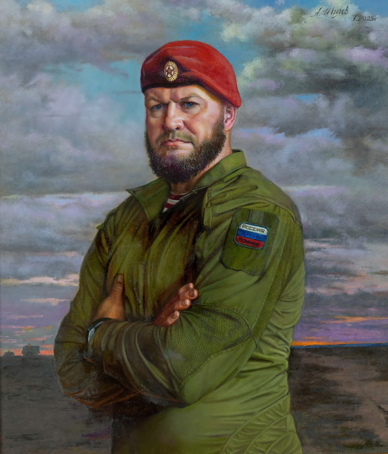 Сергей Афанасьев, Капитан 6-го Отряда Центра Специального Назначения «Витязь» Федеральной Службы Войск Национальной Гвардии РФ. Холст, масло. 2025 г.